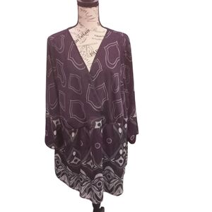 Avenue Purple and Gray Geometric Blouse